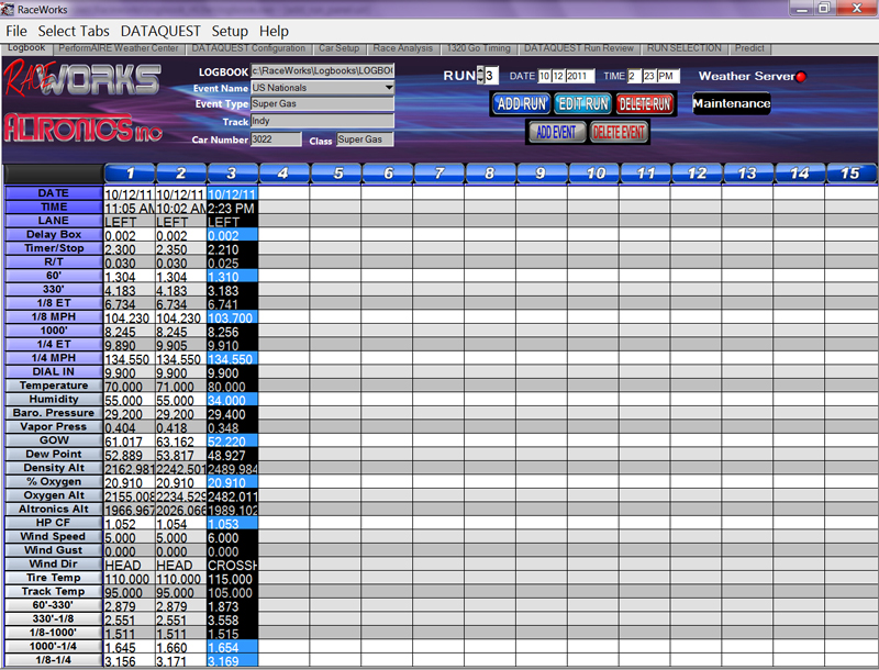 RaceWORKS drag racing software